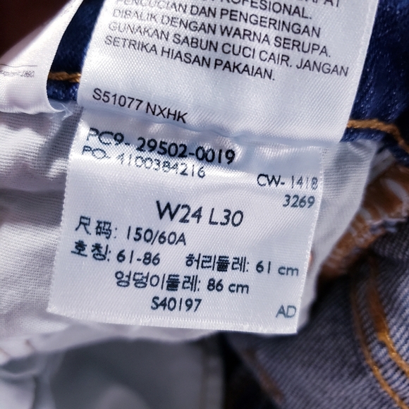 Levi's 501 Skinny Jeans Button Fly Dark Wash Women's Size 24 /30 - Picture 12 of 14